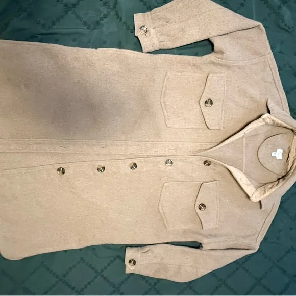 Oversized Beige Button-Up Shacket - Picture 1 of 2